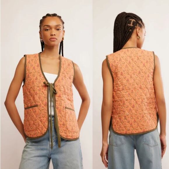 Free People Jackets & Blazers - NEW! Free People 'Claudine' Quilted Vest in CANDIED MELON COMBO (M)